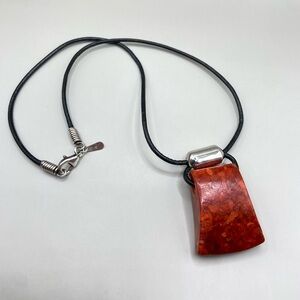Silpada Red Sponge Coral Pendant Necklace